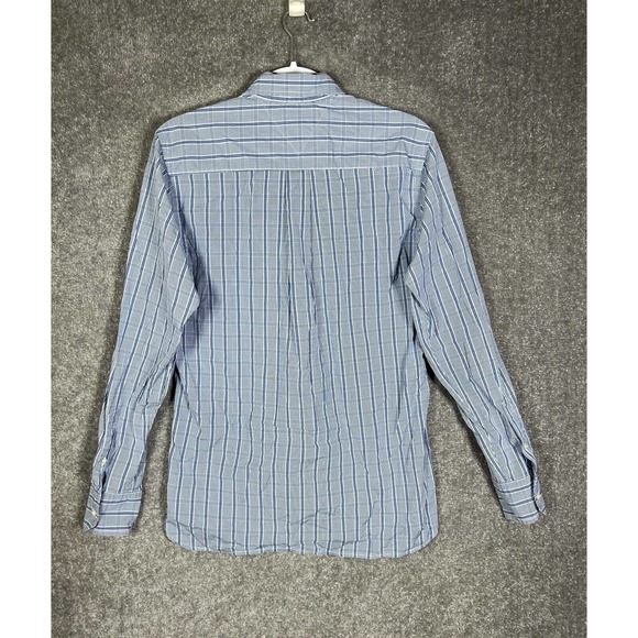 Tommy Hilfiger 80s 2 Ply Fabric Button Down Shirt Mens Size Small Blue Plaid - Picture 2 of 10